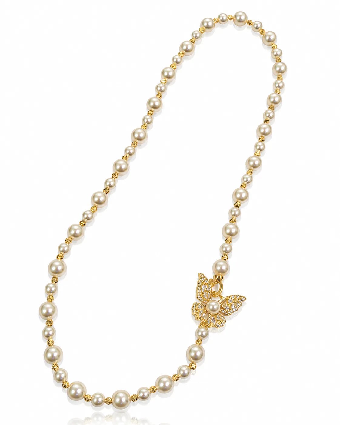 LUXARQ Pearl Butterfly Pendant Necklace