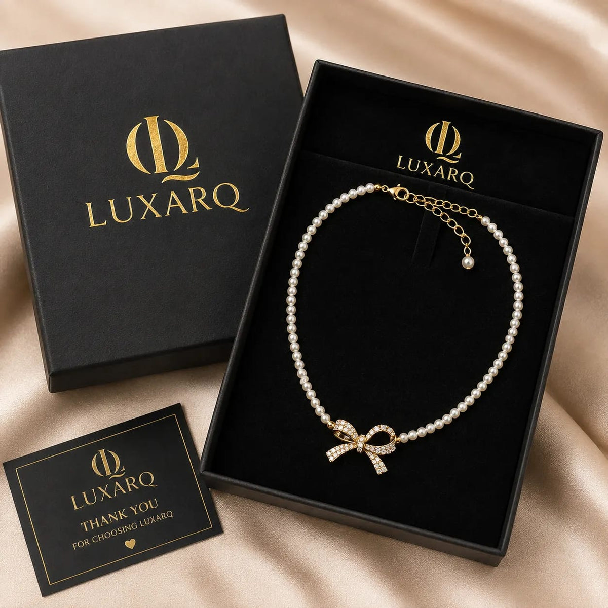 LUXARQ Pearl Bow Necklace for Women