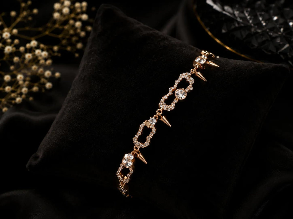 LUXARQ 18K Gold Plated Cubic Zirconia Statement Bracelet