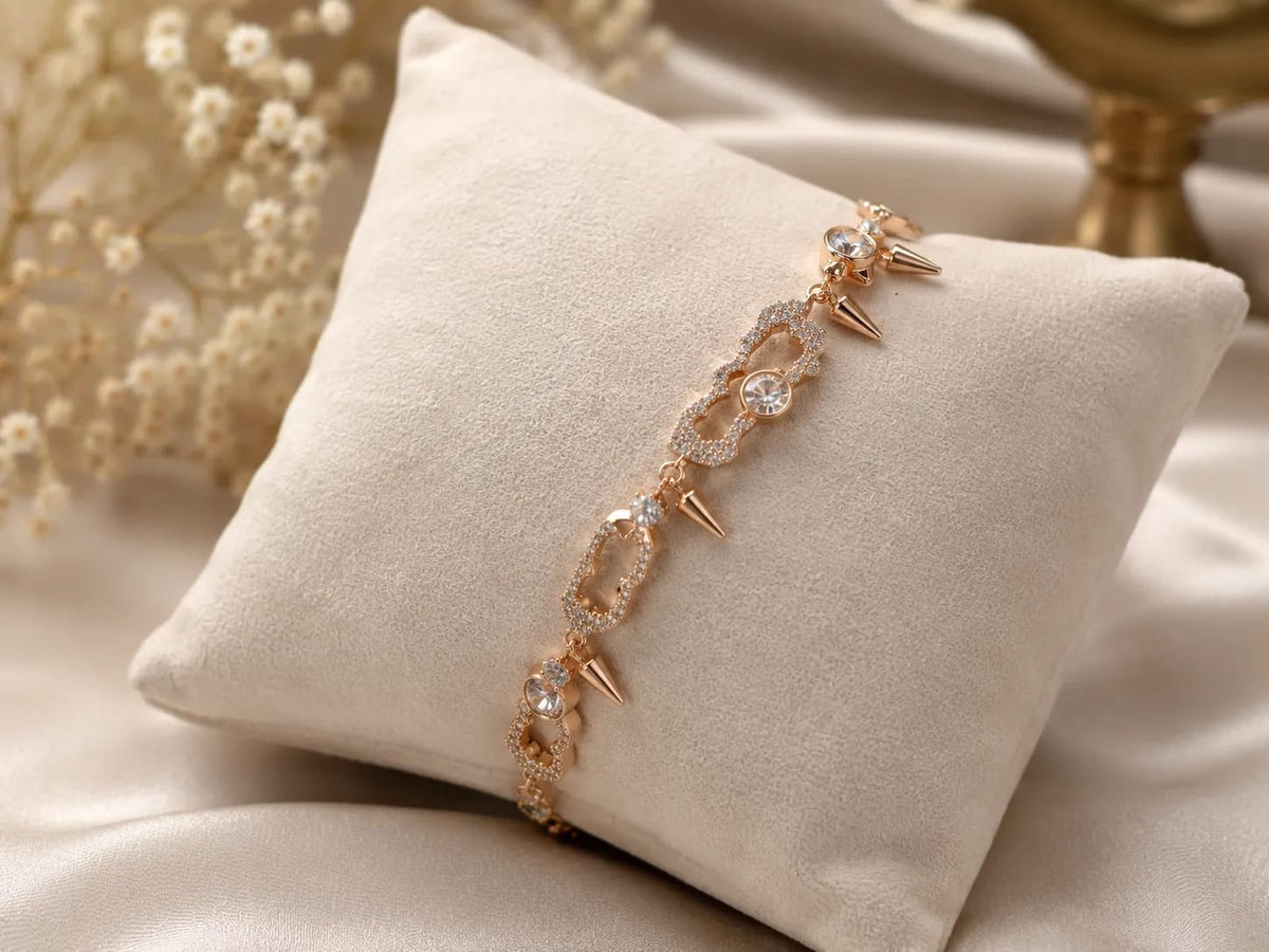 LUXARQ 18K Gold Plated Cubic Zirconia Statement Bracelet
