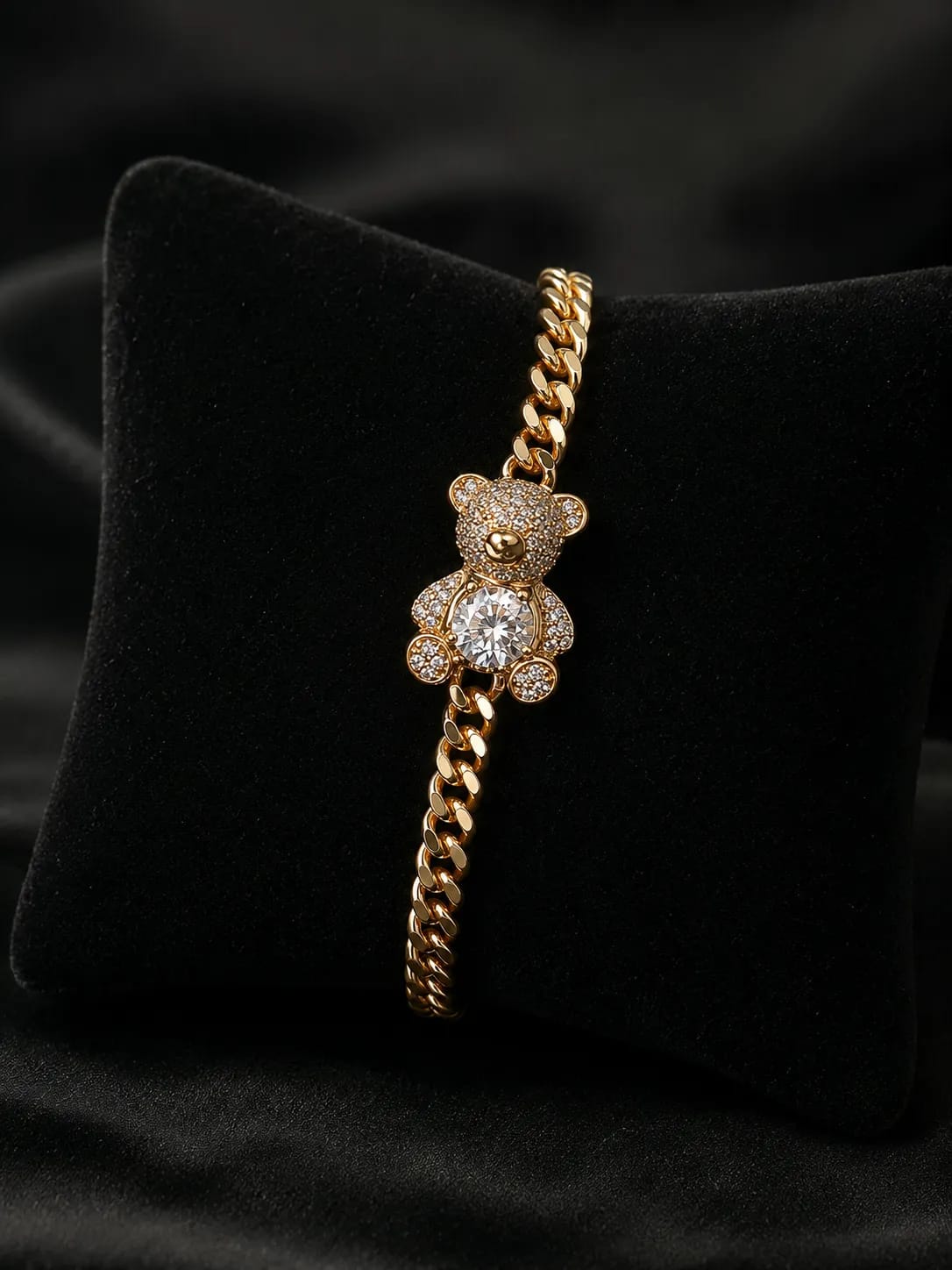 LUXARQ 18K Gold Plated Teddy Charm Bracelet for Women