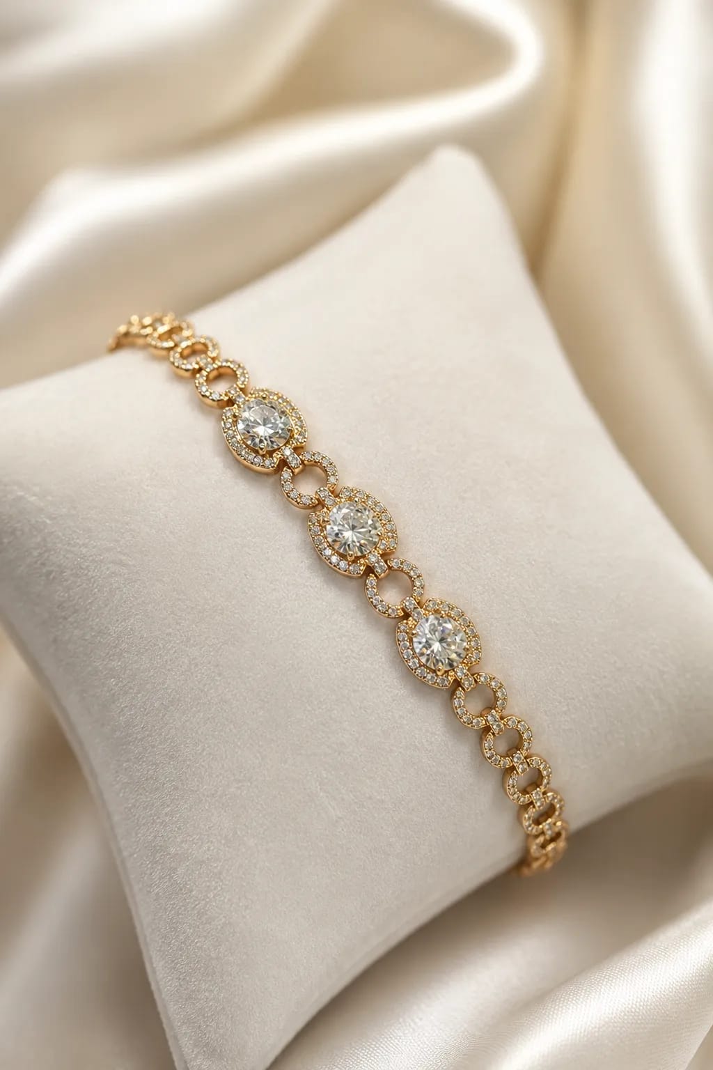 LUXARQ 18K Gold Plated CZ Link Bracelet for Women
