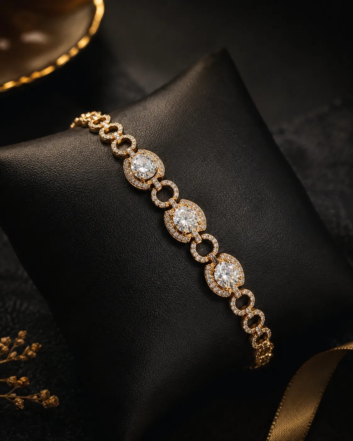 LUXARQ 18K Gold Plated CZ Link Bracelet for Women