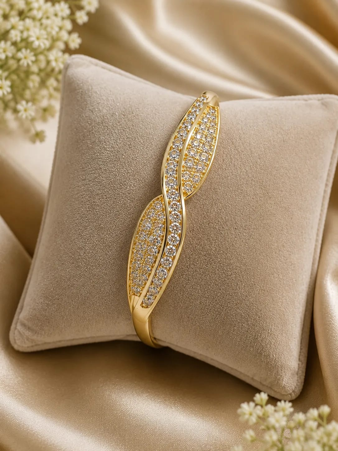 LUXARQ CZ Stone Studded Gold Plated Bracelet