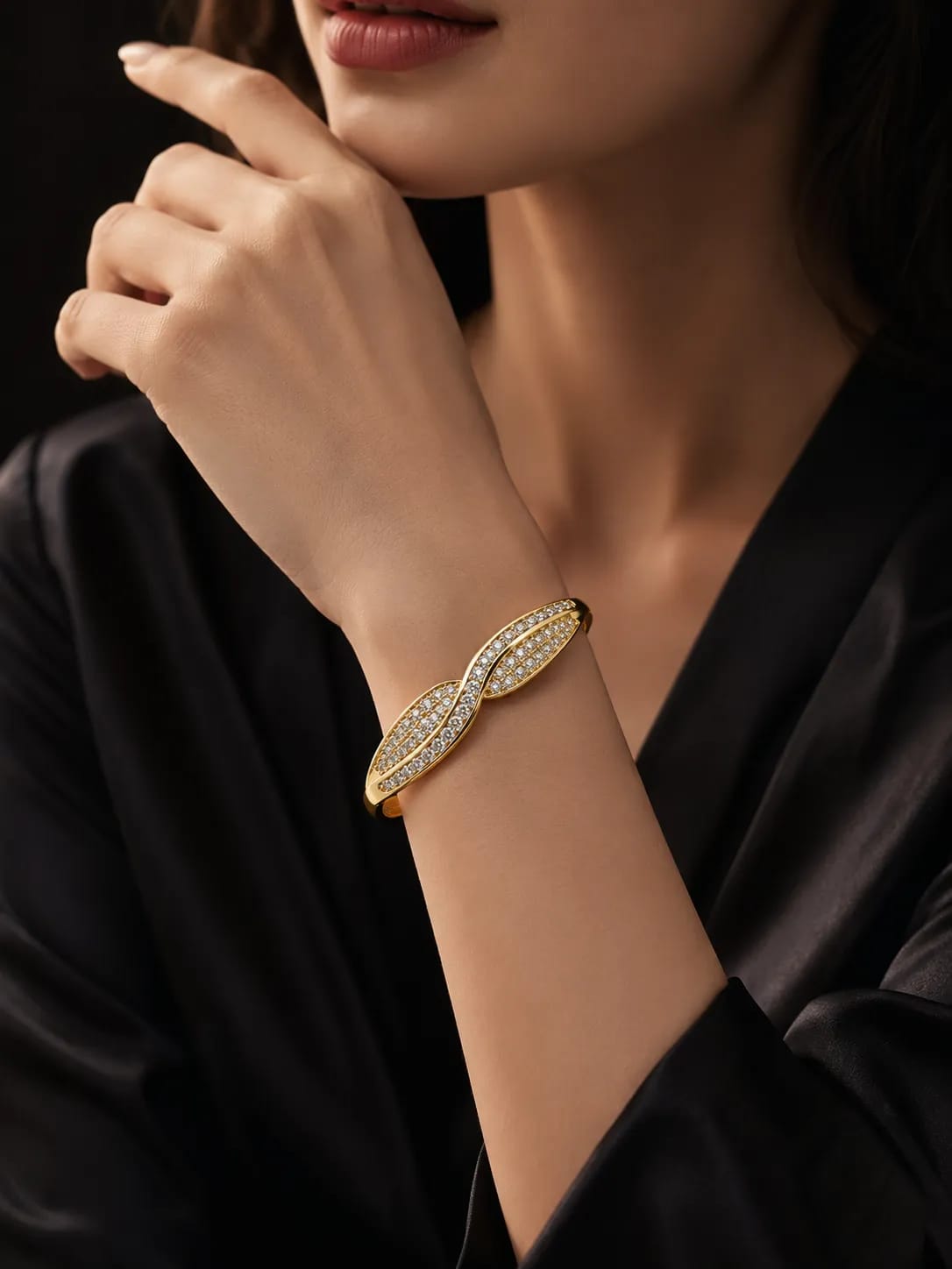 LUXARQ CZ Stone Studded Gold Plated Bracelet