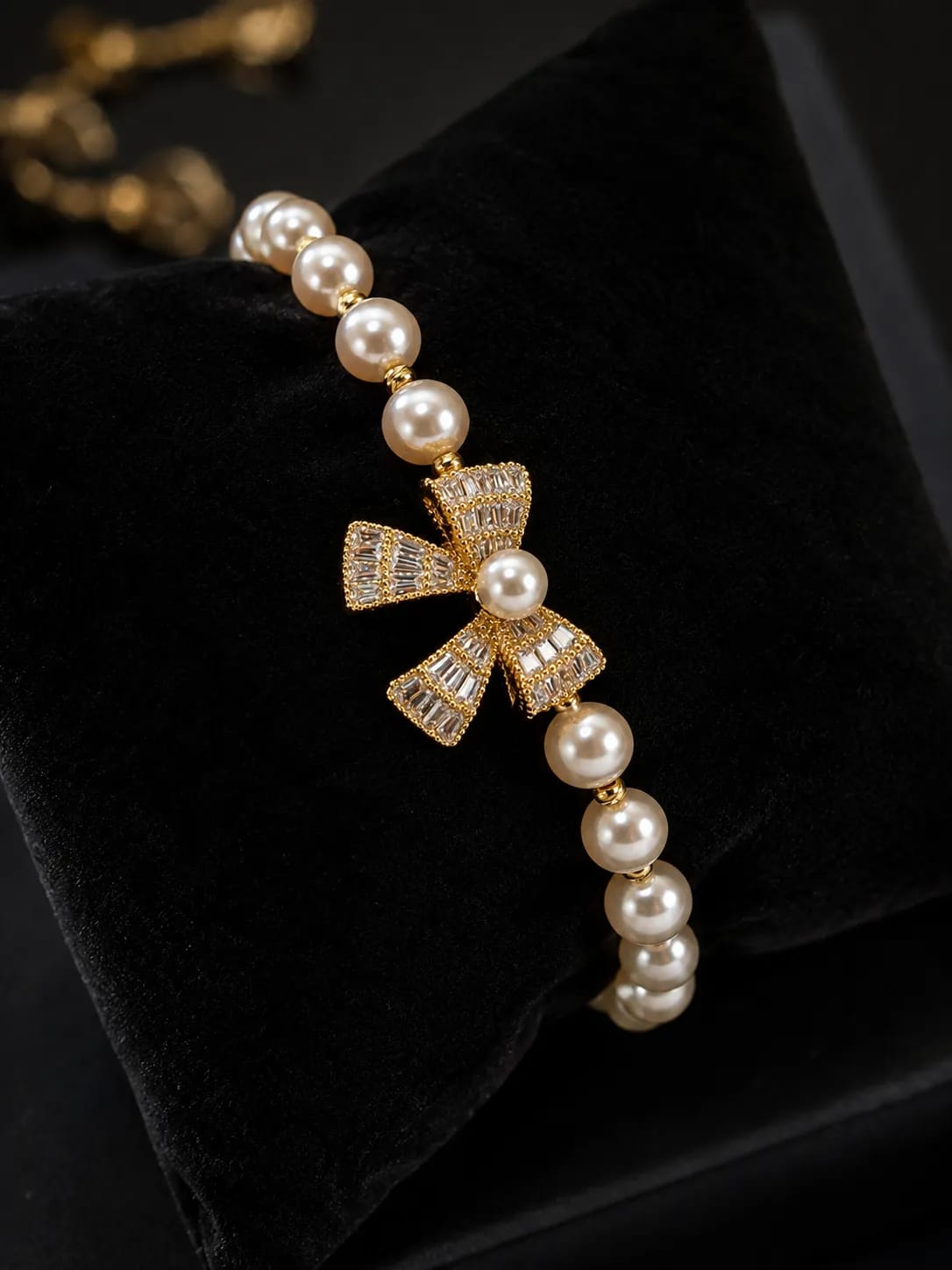 LUXARQ Pearl Bow  18K Gold Plated Bracelet for Women
