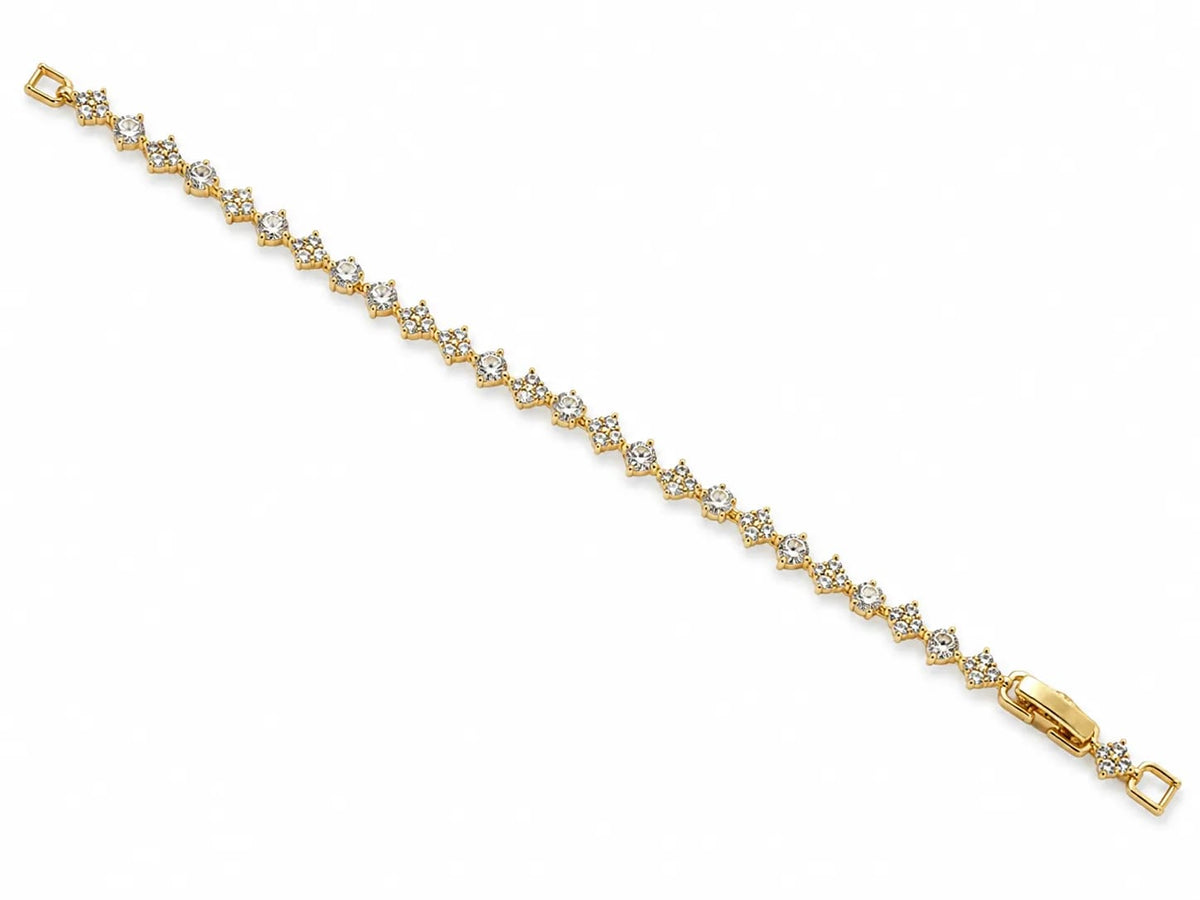 LUXARQ Gold Tone Crystal Link Bracelet for Women