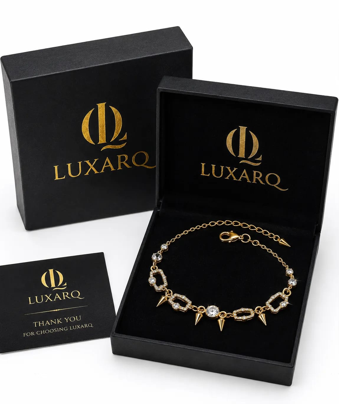 LUXARQ 18K Gold Plated Cubic Zirconia Statement Bracelet