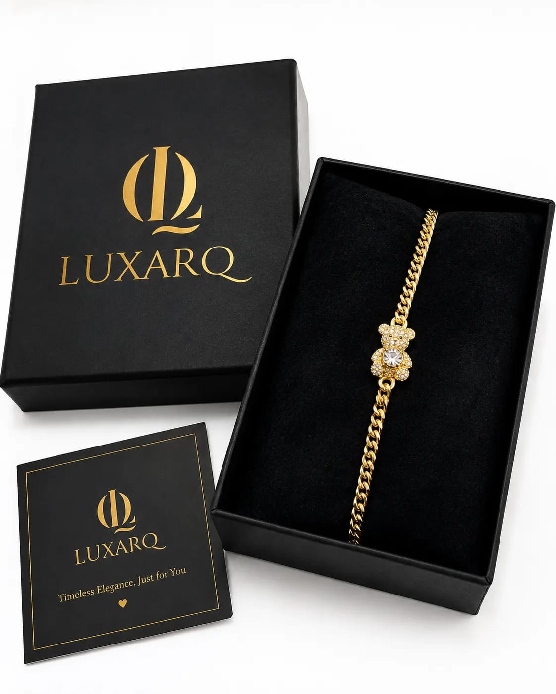 LUXARQ 18K Gold Plated Teddy Charm Bracelet for Women