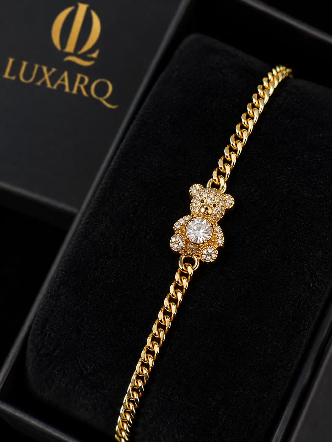 LUXARQ 18K Gold Plated Teddy Charm Bracelet for Women
