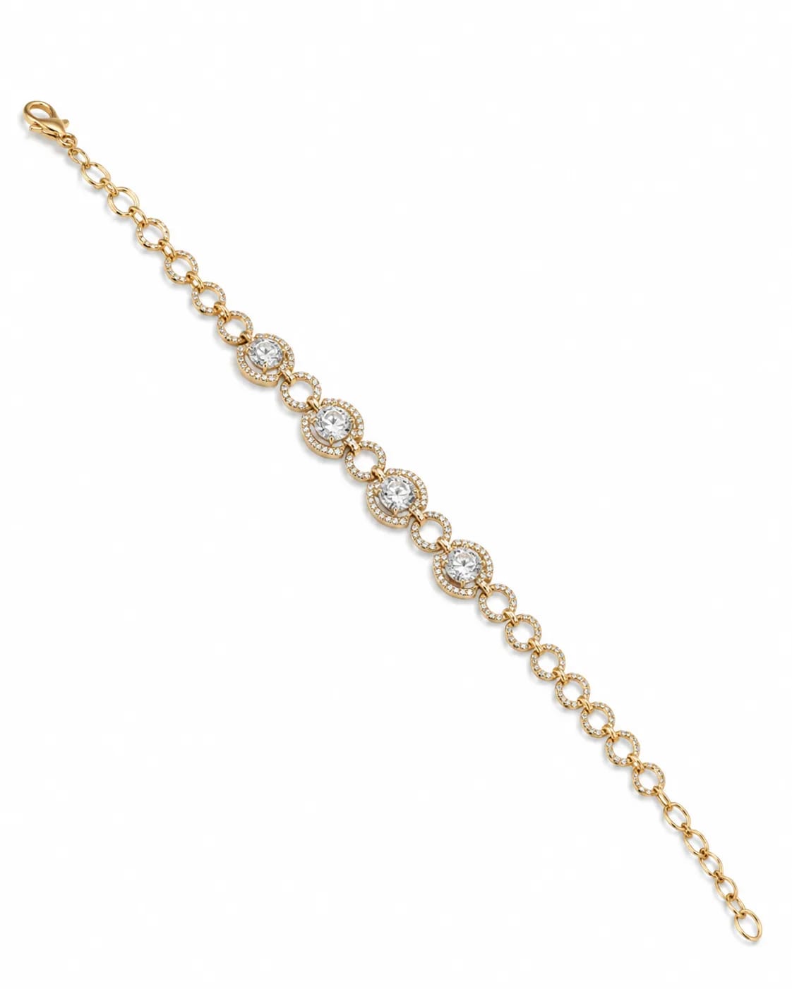 LUXARQ 18K Gold Plated CZ Link Bracelet for Women