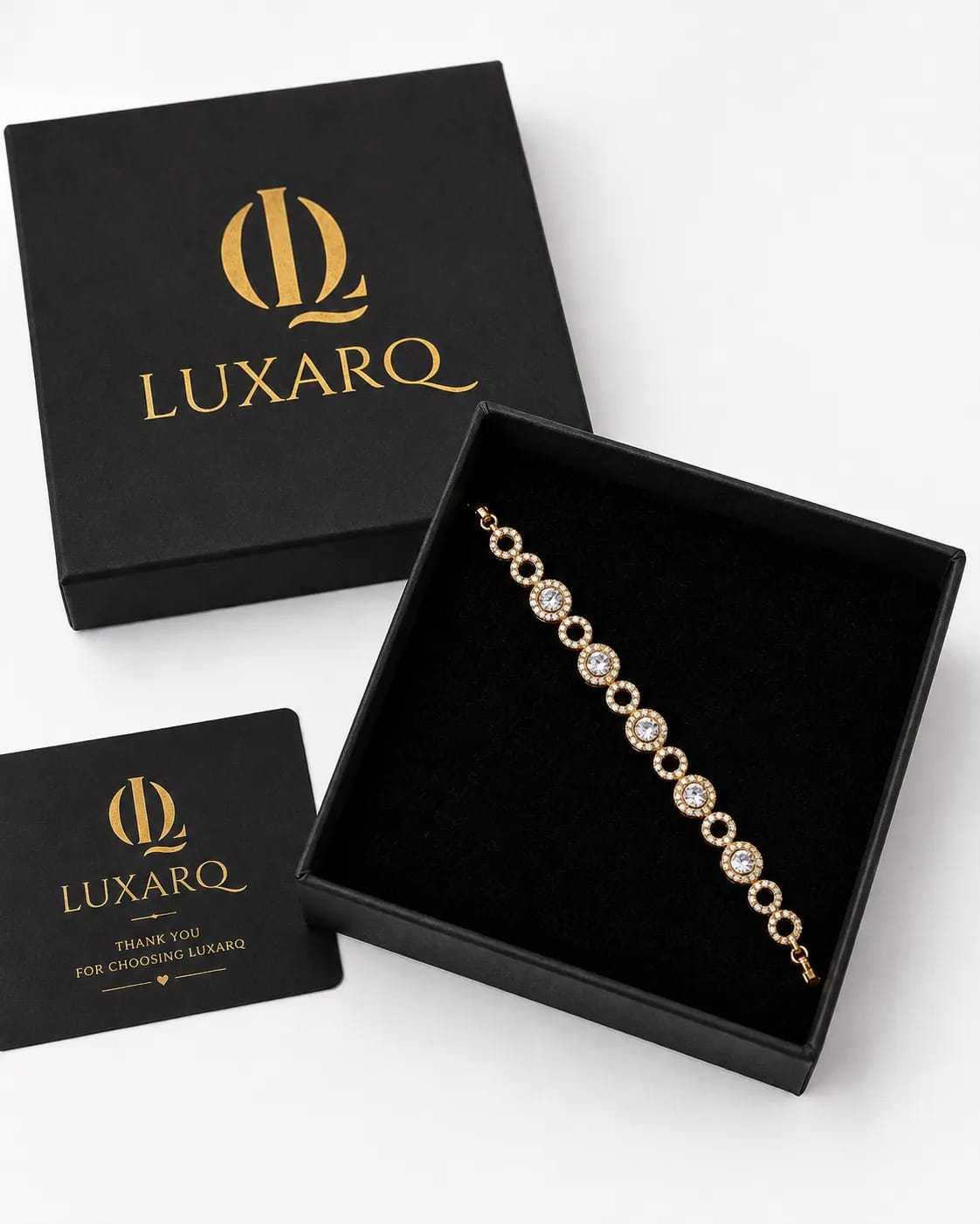 LUXARQ 18K Gold Plated CZ Link Bracelet for Women