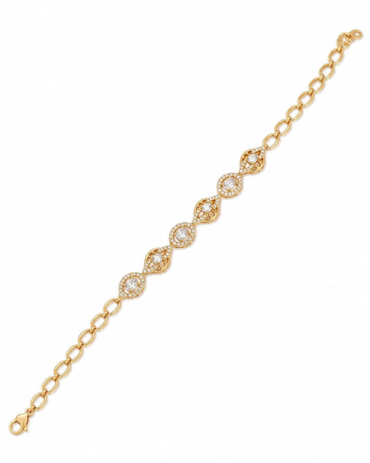 Celestia 18K Gold CZ Leaf Bracelet
