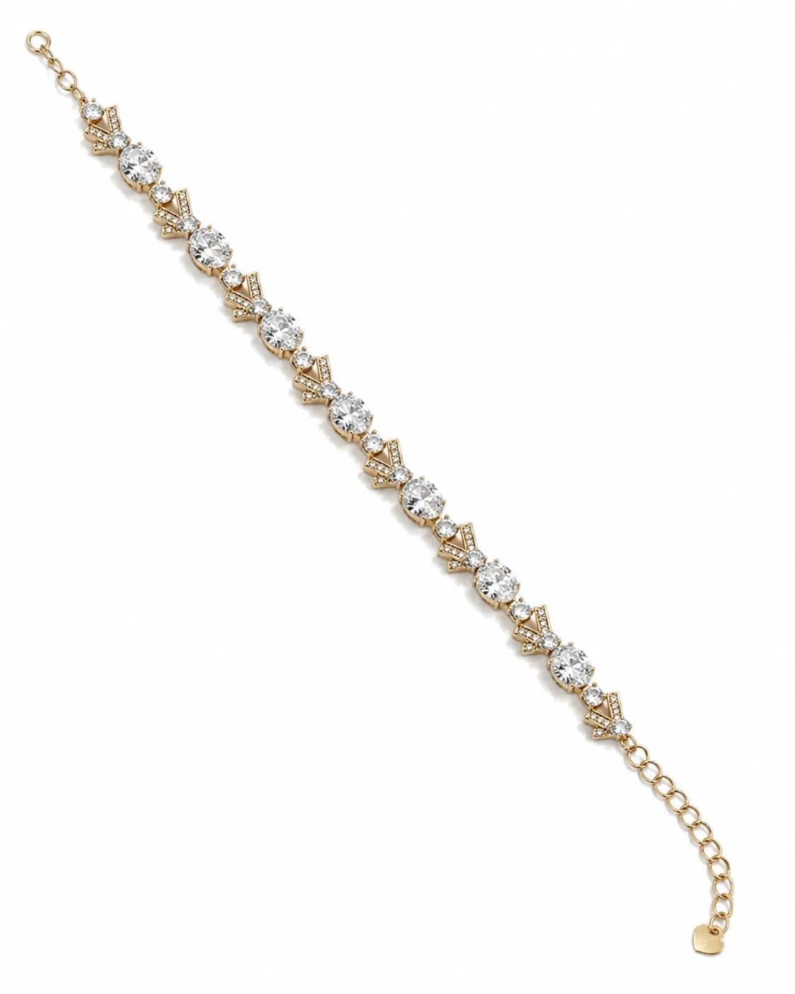 LUXARQ 18K Gold Plated Crystal Link Bracelet for Women