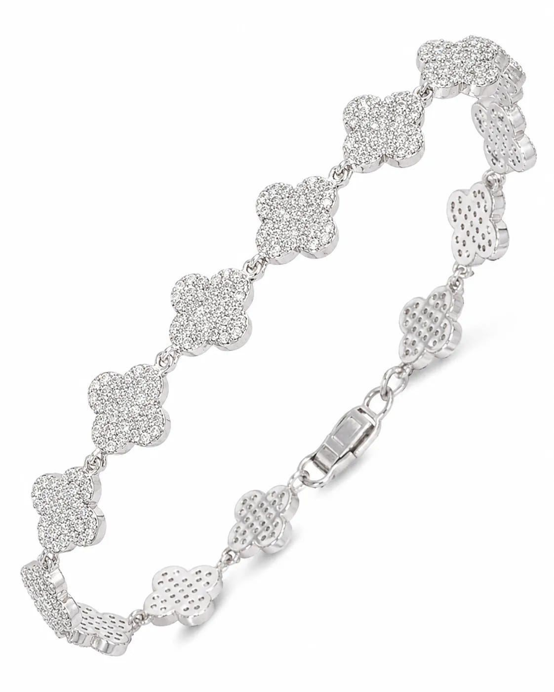 LUXARQ Sparkle Clover Silver Finish Bracelet for Women