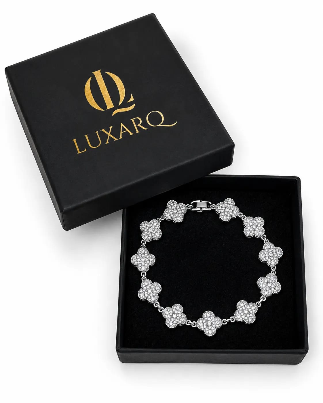 LUXARQ Sparkle Clover Silver Finish Bracelet for Women