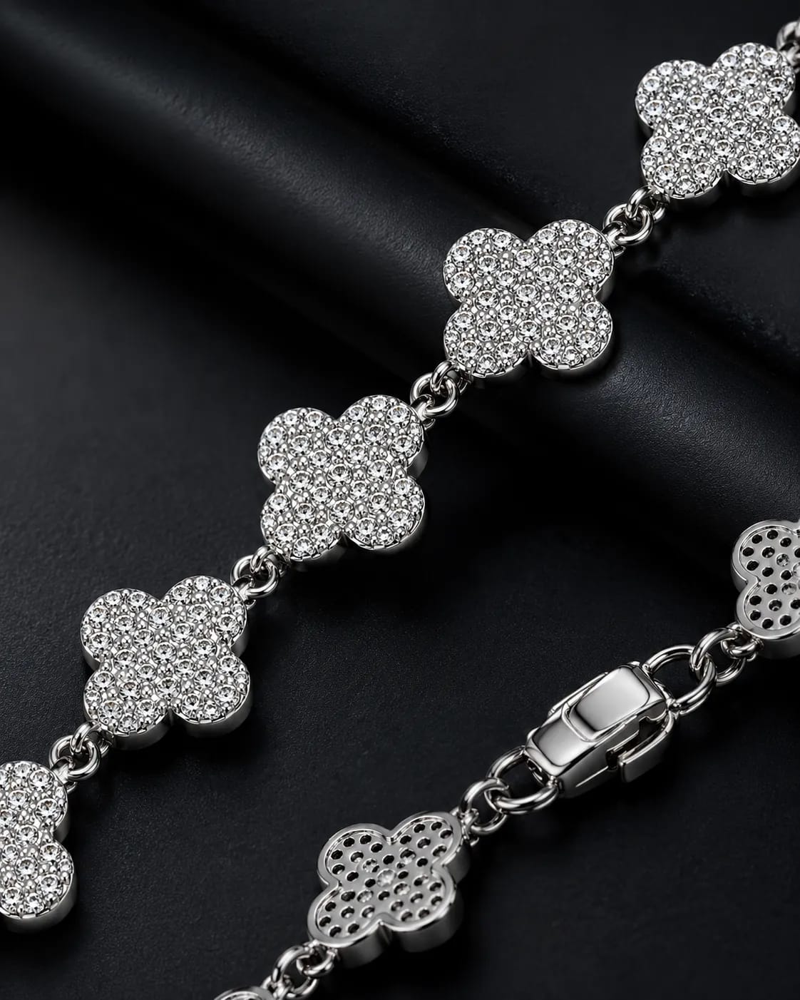LUXARQ Sparkle Clover Silver Finish Bracelet for Women