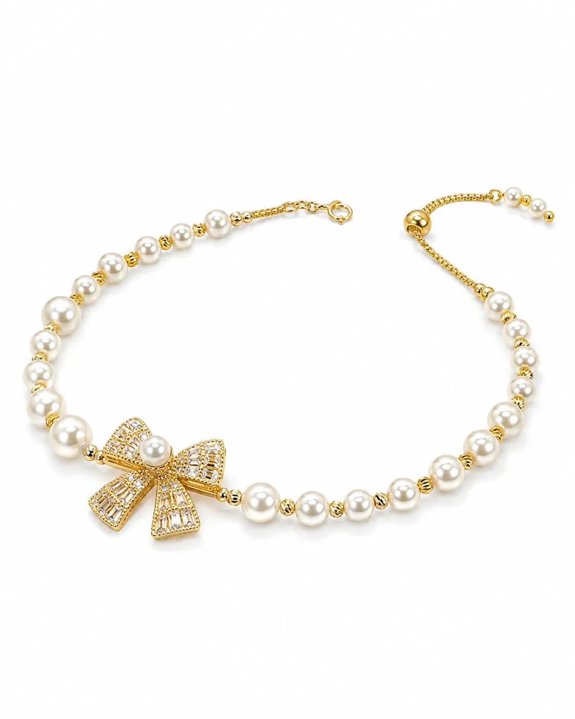 LUXARQ Pearl Bow  18K Gold Plated Bracelet for Women