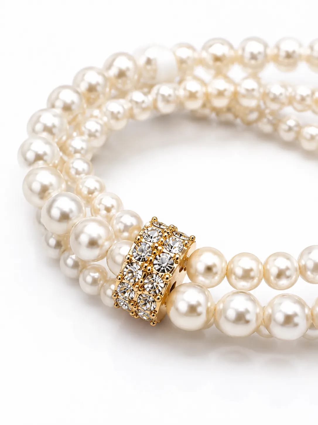 LUXARQ Pearl Bracelet with Rhinestone Accent
