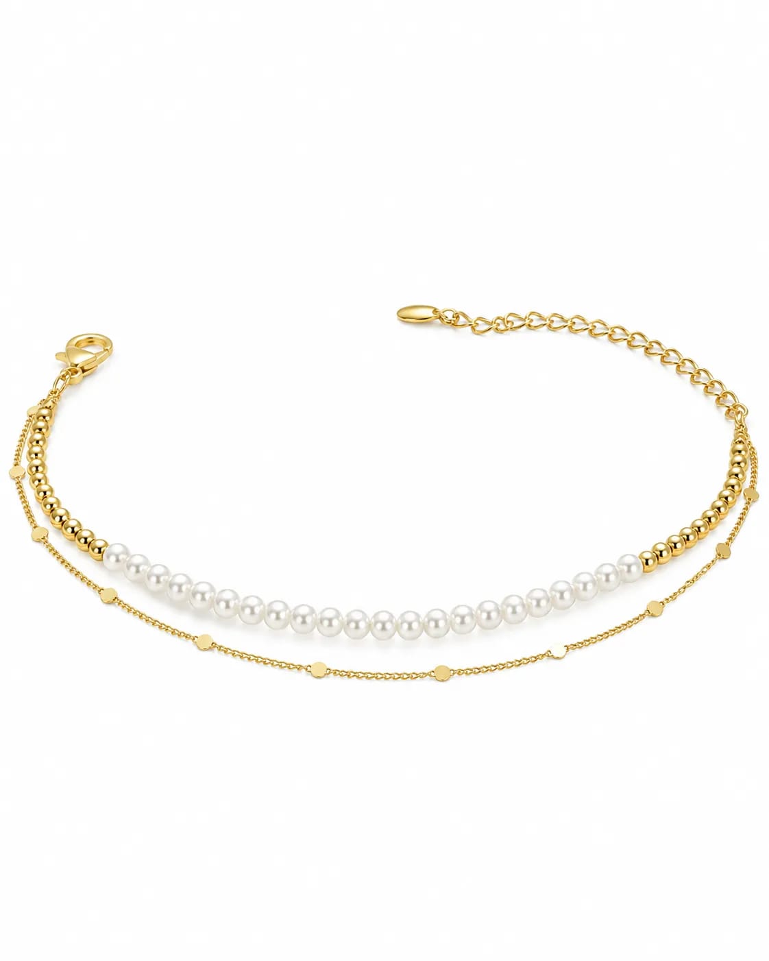 LUXARQ Pearl & Gold Layered Bracelet
