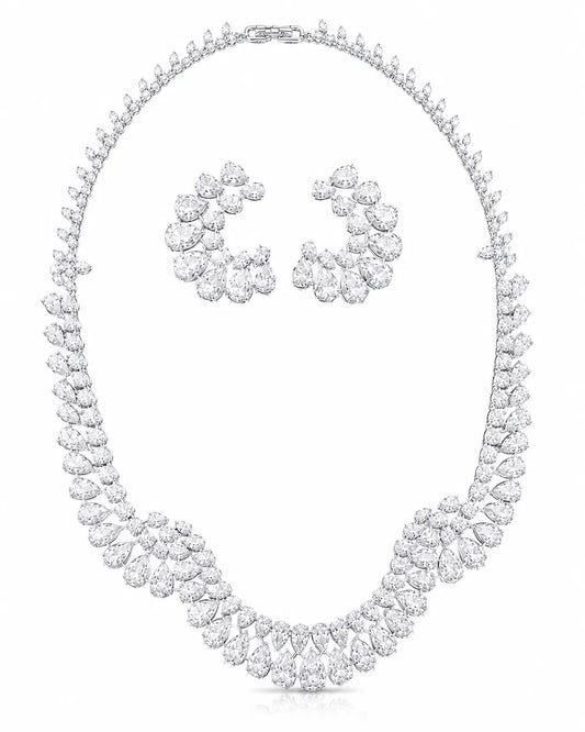Seraphina AAA+ CZ Rhodium Necklace Set