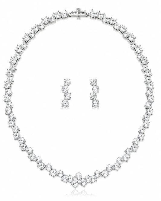 Radiance CZ Tennis Necklace & Earrings Set
