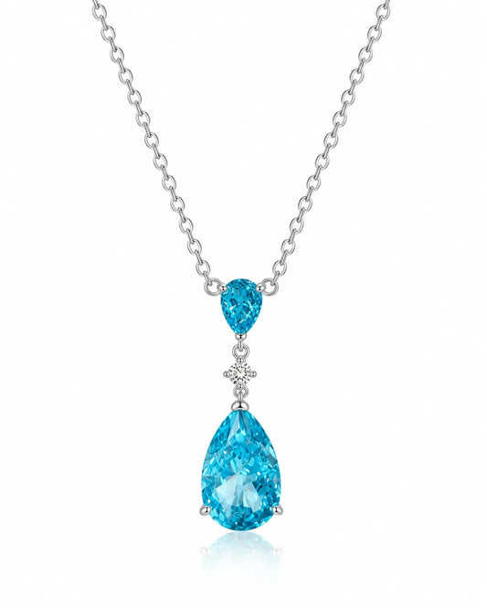 LUXARQ Aqua Gemstone Blue CZ Pendant Necklace