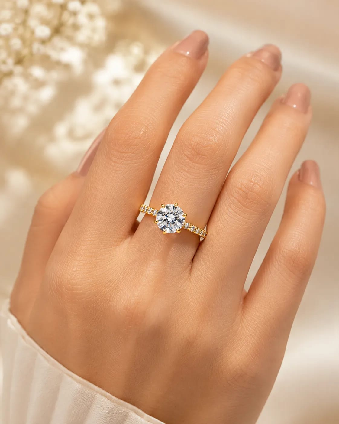 Solara Round CZ Solitaire Statement Ring