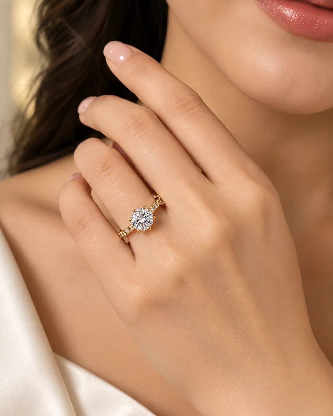 Solara Round CZ Solitaire Statement Ring