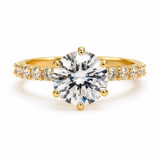 Solara Round CZ Solitaire Statement Ring