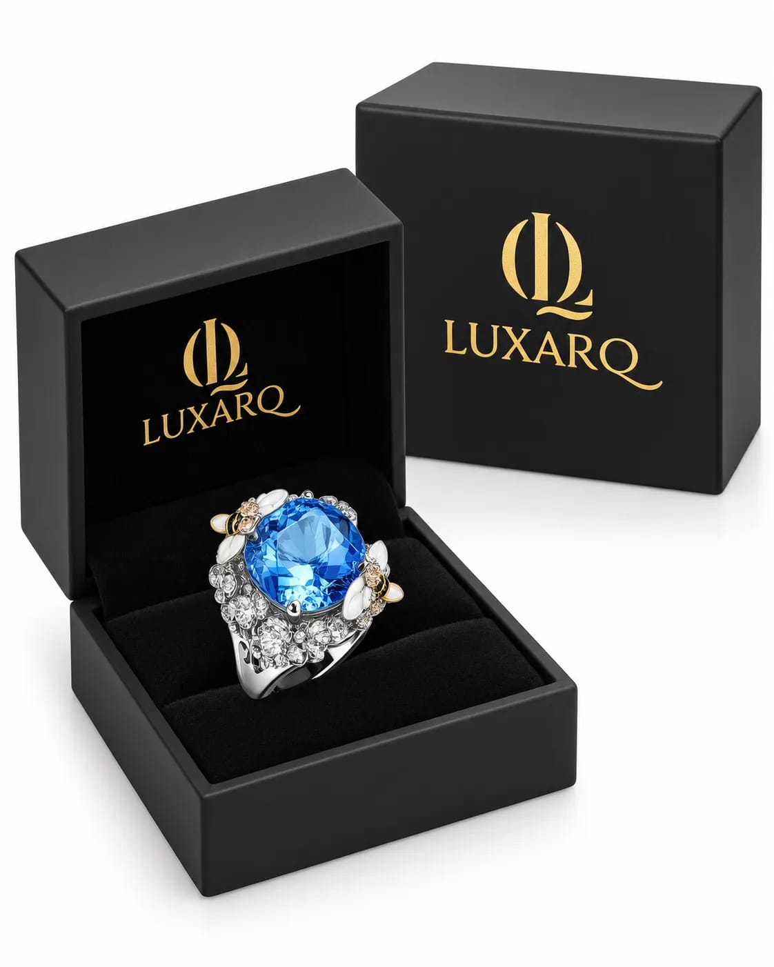 Aquella Blue Cushion Stone Statement Ring