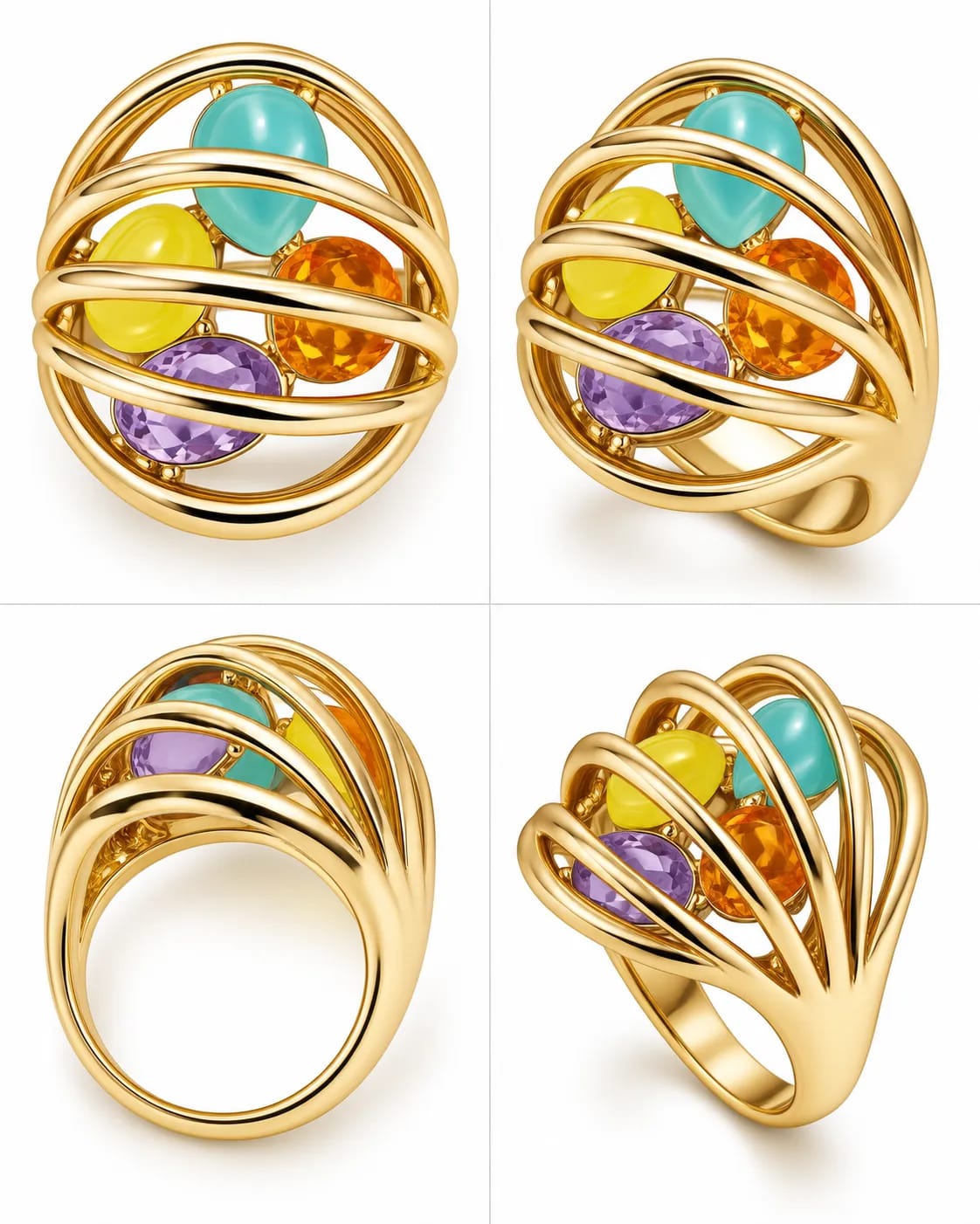 Prismora Multicolour CZ Statement Ring