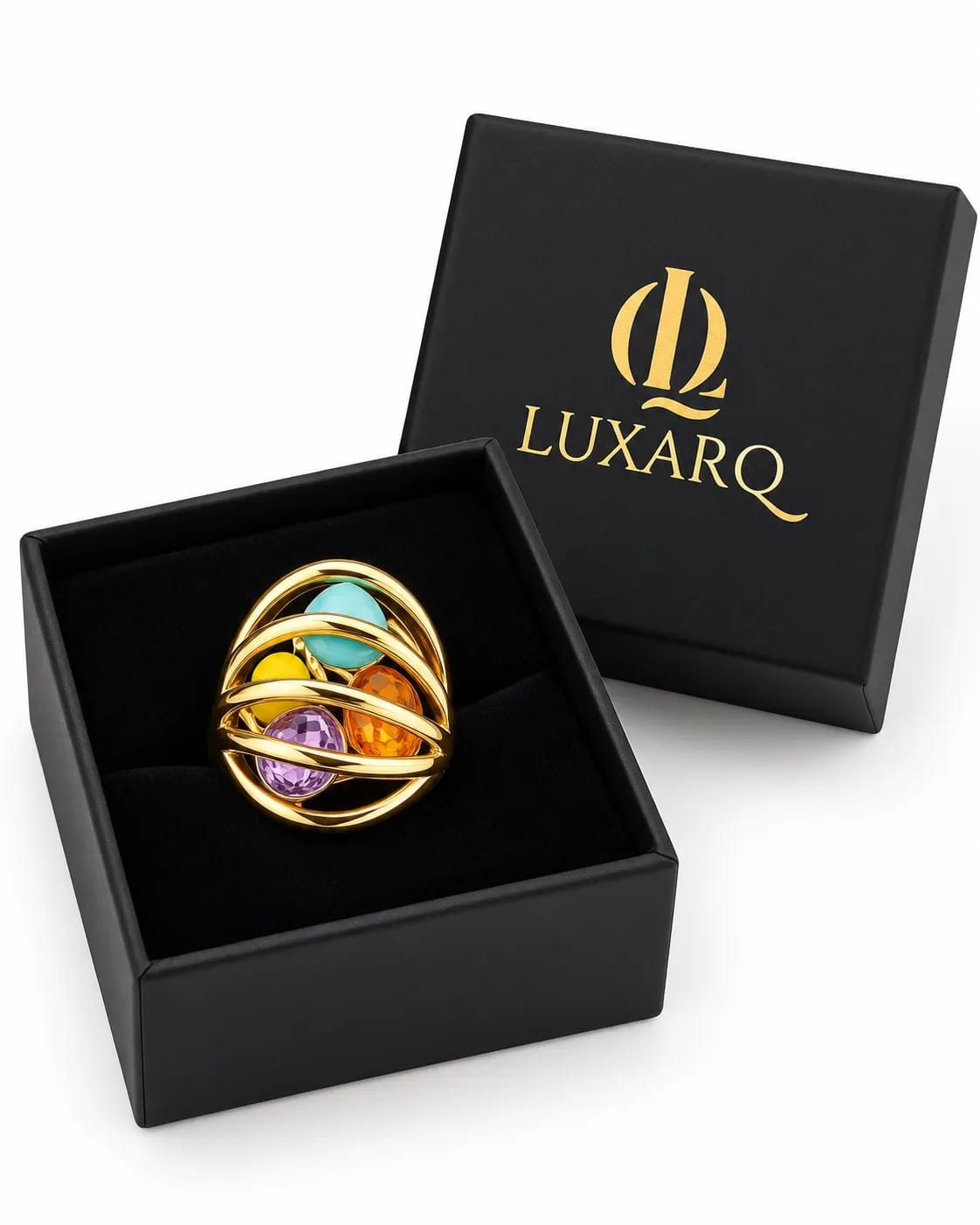 Prismora Multicolour CZ Statement Ring