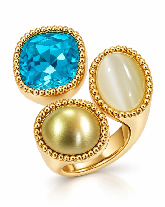 Aurelia Blue Triple Stone Statement Ring