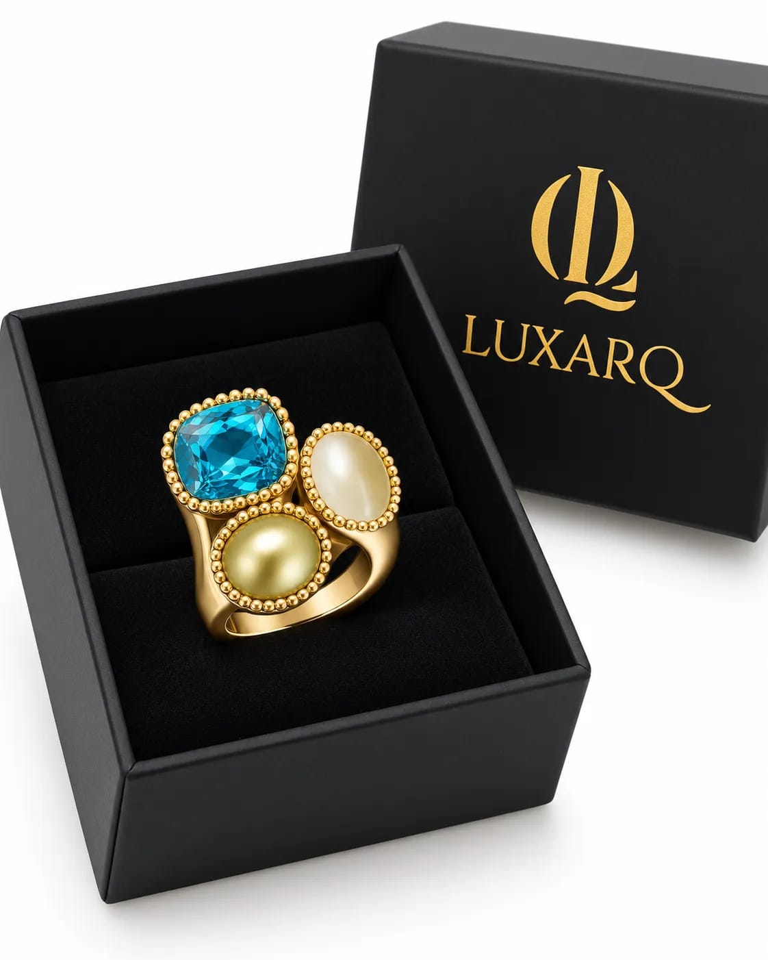 Aurelia Blue Triple Stone Statement Ring