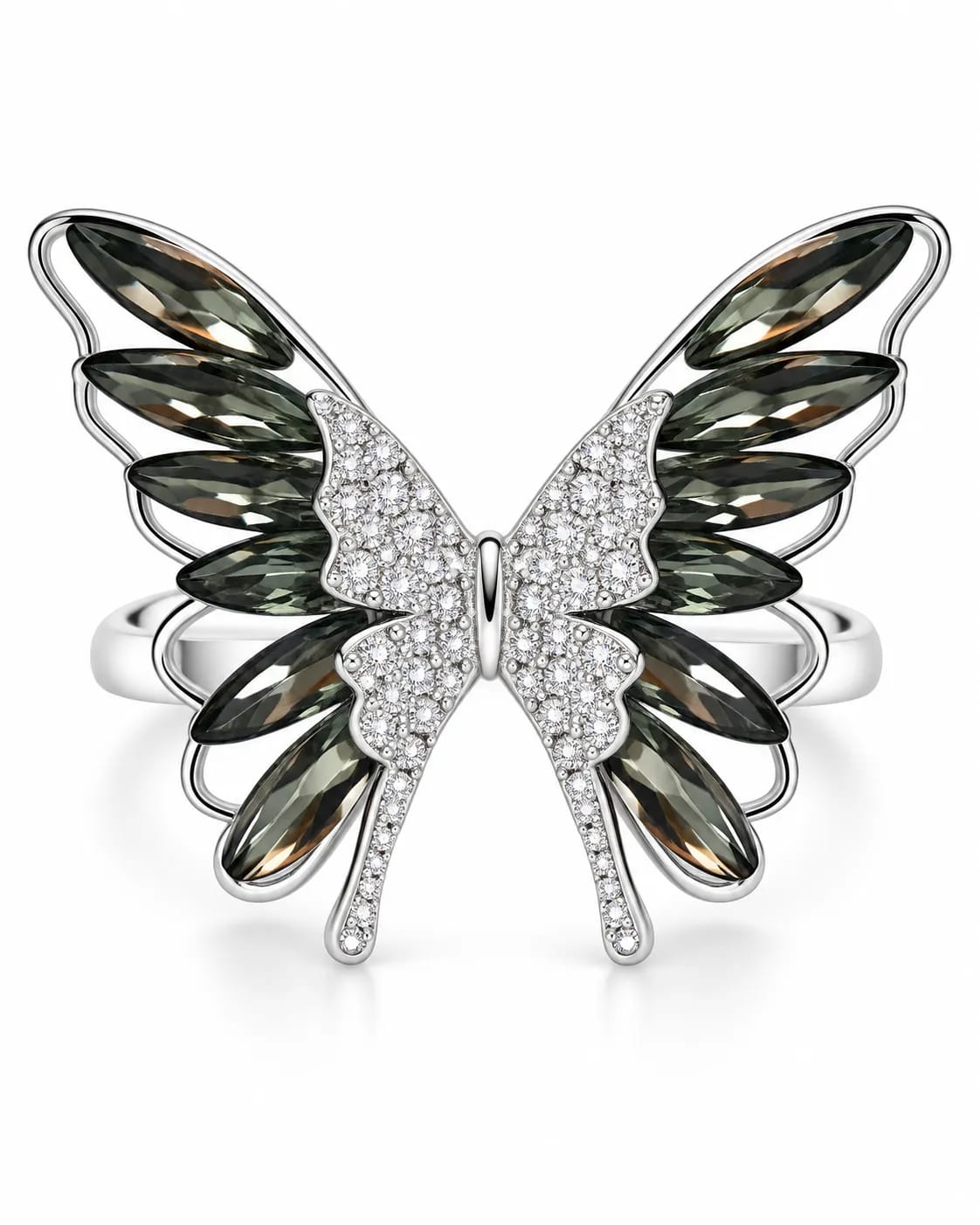 Noelle Smoky Butterfly CZ Statement Ring
