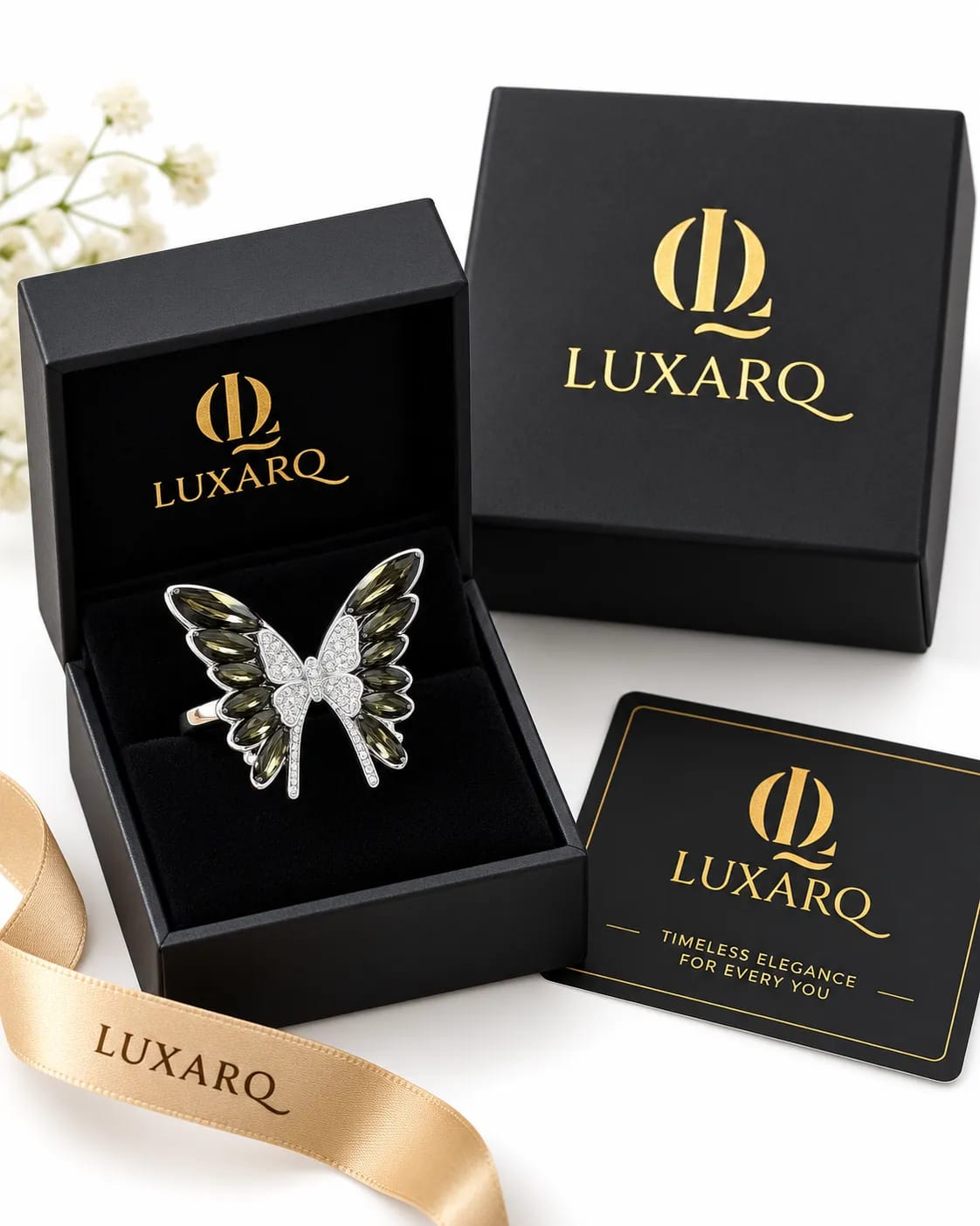 Noelle Smoky Butterfly CZ Statement Ring