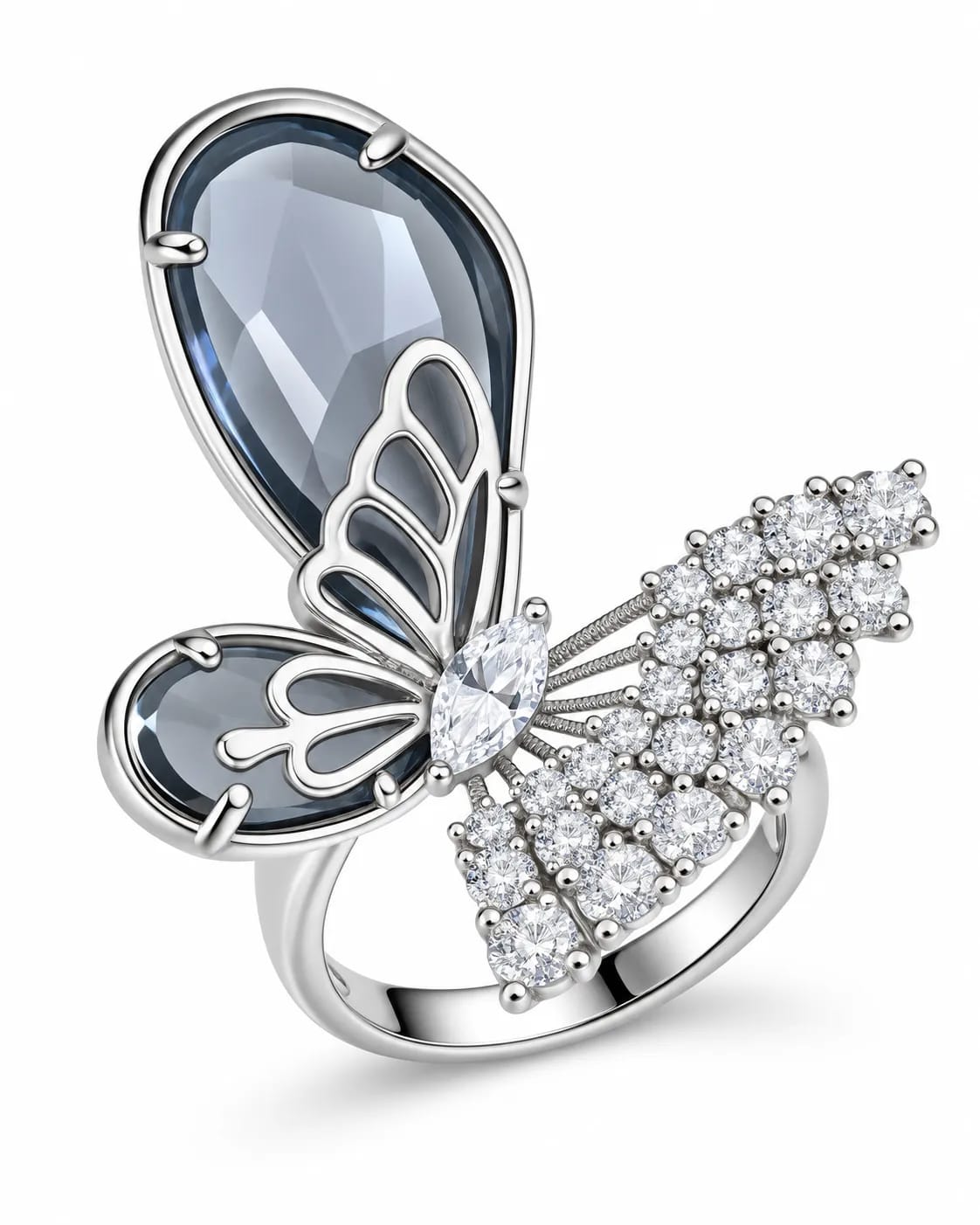 Aurelia Butterfly Silver-Tone Statement Ring