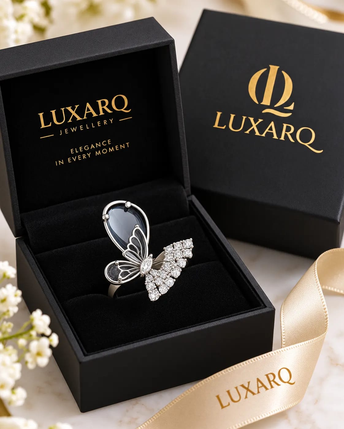 Aurelia Butterfly Silver-Tone Statement Ring