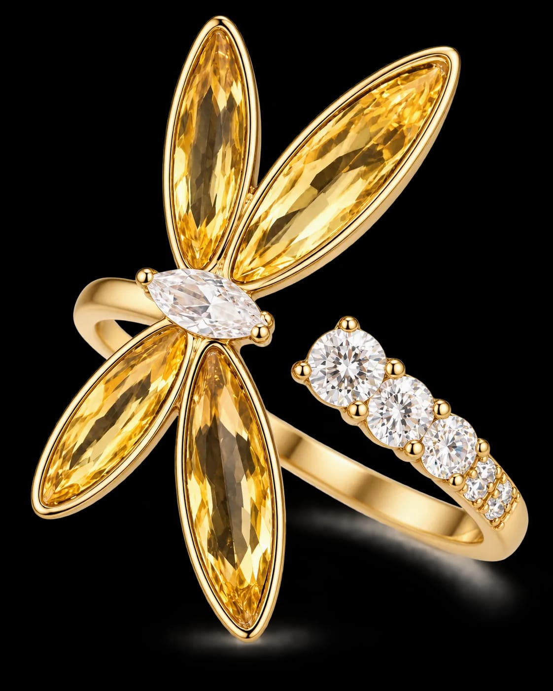 Marigold Floral CZ Statement Ring