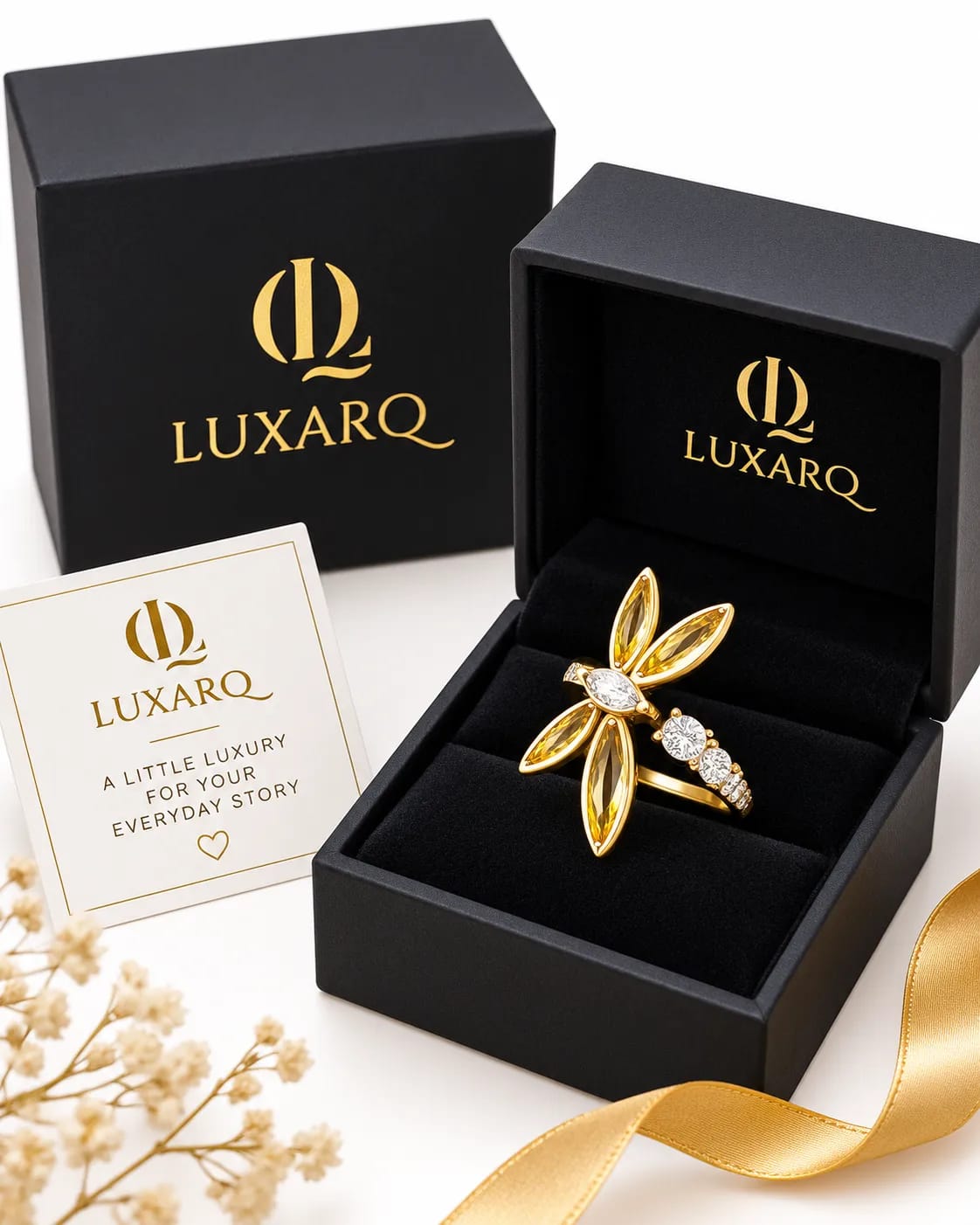 Marigold Floral CZ Statement Ring