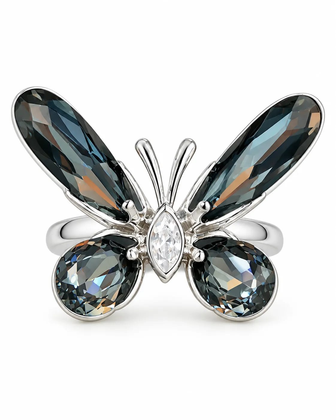 Lunessa Butterfly Rhodium Statement Ring