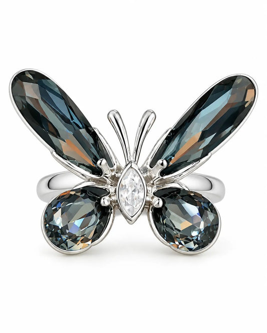 Lunessa Butterfly Rhodium Statement Ring