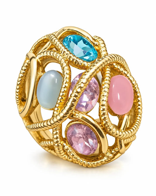 Miravelle Multicolour Oval Stone Statement Ring