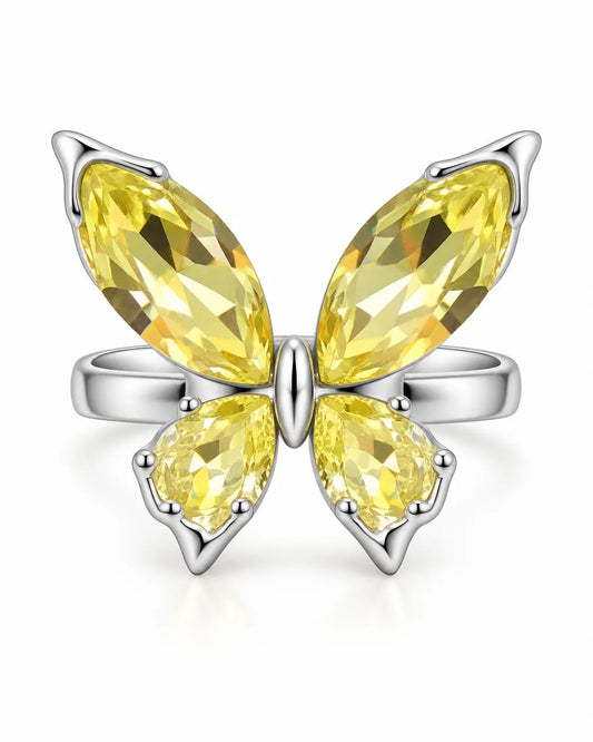 Butterfly Aurelia Yellow CZ Fashion Ring