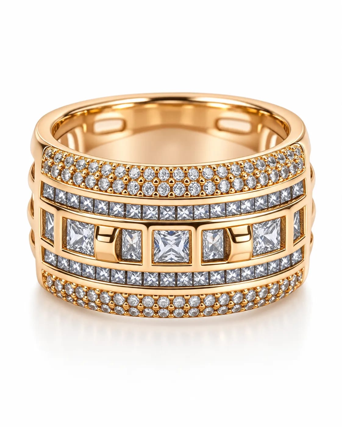 Celestra Gold CZ Statement Band Ring
