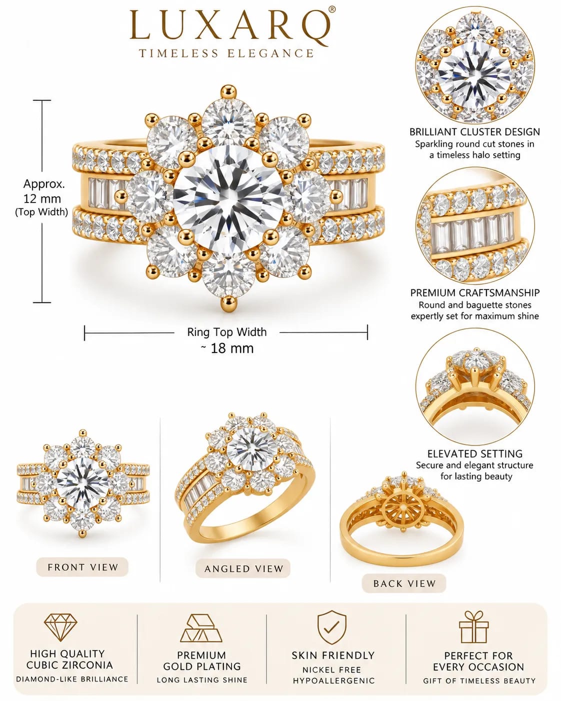 Crystelle Crystal Cluster Statement Ring