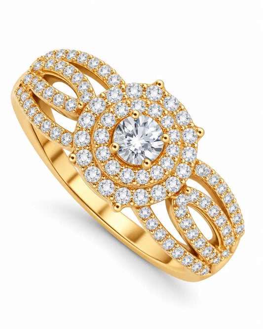 Cavelle Twisted Gold CZ Statement Ring