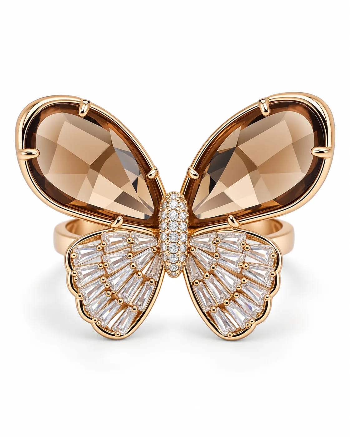 Noir Butterfly Rose Gold Statement Ring