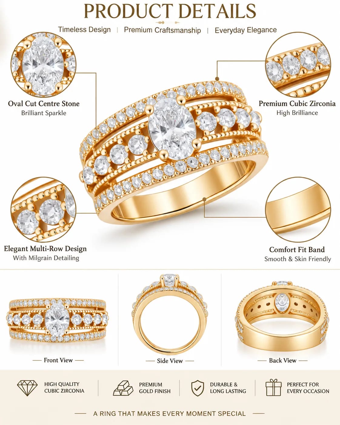 Bellara Oval CZ Statement Ring